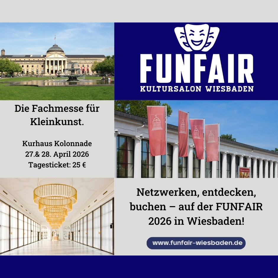 Liebe Freunde, Kollegen und Kunden,

wir sind auf der FUNFAIR in Wiesbaden mit einem kleinen Stand vertreten.

Der Ort: Kurhaus Kolonnade
Stand: 03-06
Zeitraum: Mo 27. und Di 28. April 2026
Uhrzeit: 8.30 - 18.00 Uhr
Homepage: www.funfair-wiesbaden.de

Ich freue mich über jeden Besuch :-).

Piko Patrik Leins